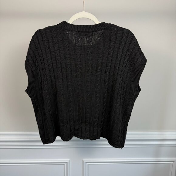 LiLu LiLu Cable Knit Vest - Sweater, Size 12, Black, Casual Sleeveless Pullover - Picture 6 of 7